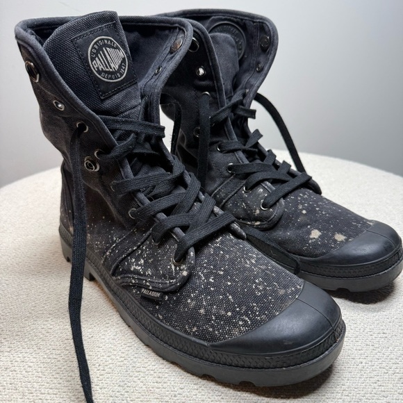 Palladium Pampa Hi Men’s 10 Black Canvas Boots Paint Splatter Combat main image 9
